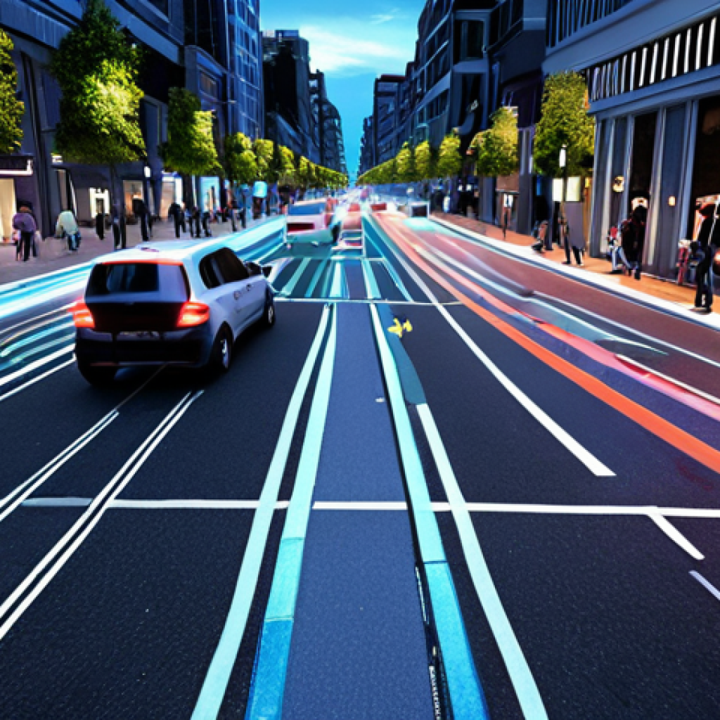 **

Prompt: A smart city street scene at night. AI CCTV cameras monitor traffic flow and pedestrian activity. Overlays show data analysis with highlighted areas for potential crime prevention and traffic optimization. A holographic display shows real-time data analysis.

**