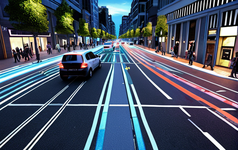 **

Prompt: A smart city street scene at night. AI CCTV cameras monitor traffic flow and pedestrian activity. Overlays show data analysis with highlighted areas for potential crime prevention and traffic optimization. A holographic display shows real-time data analysis.

**